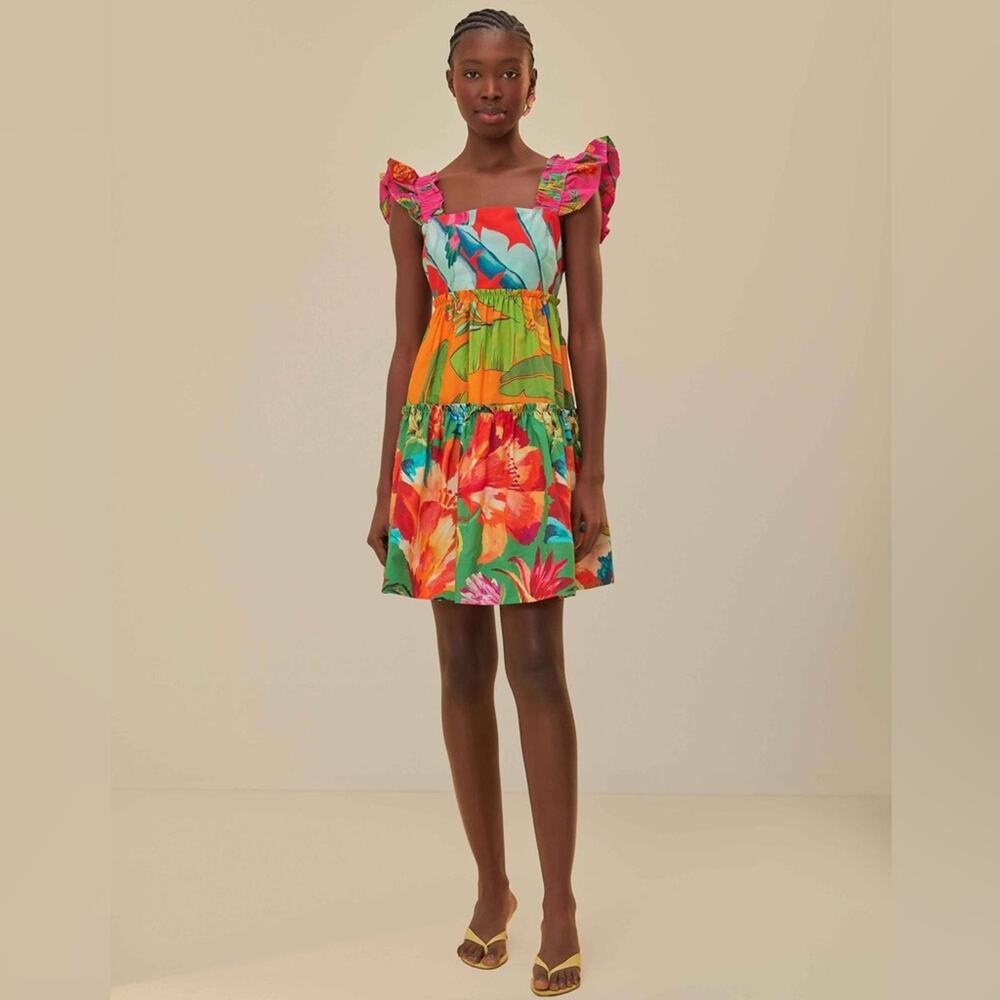 Farm Rio Foliage Mix Mini Dress